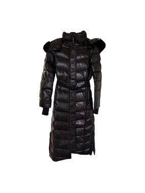 RUDSAK ELSIE S WOMEN'S GLOSSY BELTED MAXI DOWN PUFFER COAT